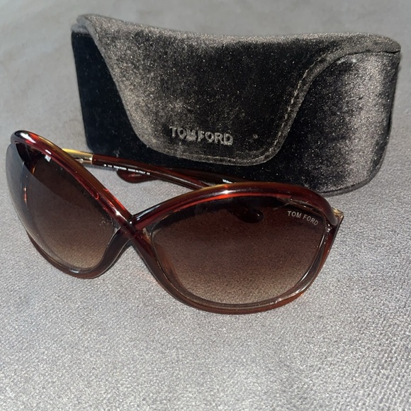 *SOLD* Tom Ford Whitney Sunglasses Red Brown Gold Tone Butterfly With Hard Case - Picture 5 of 14